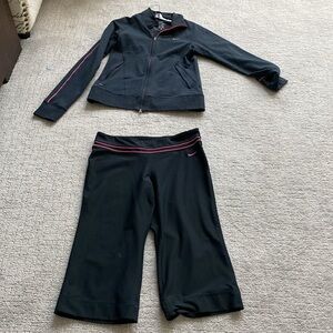 Nike  Black zippered Atleisure jacket and capri leggings